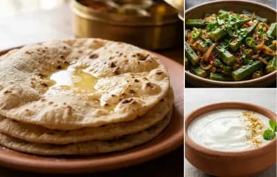 Roti with Bhindi Bhujia and Dahi