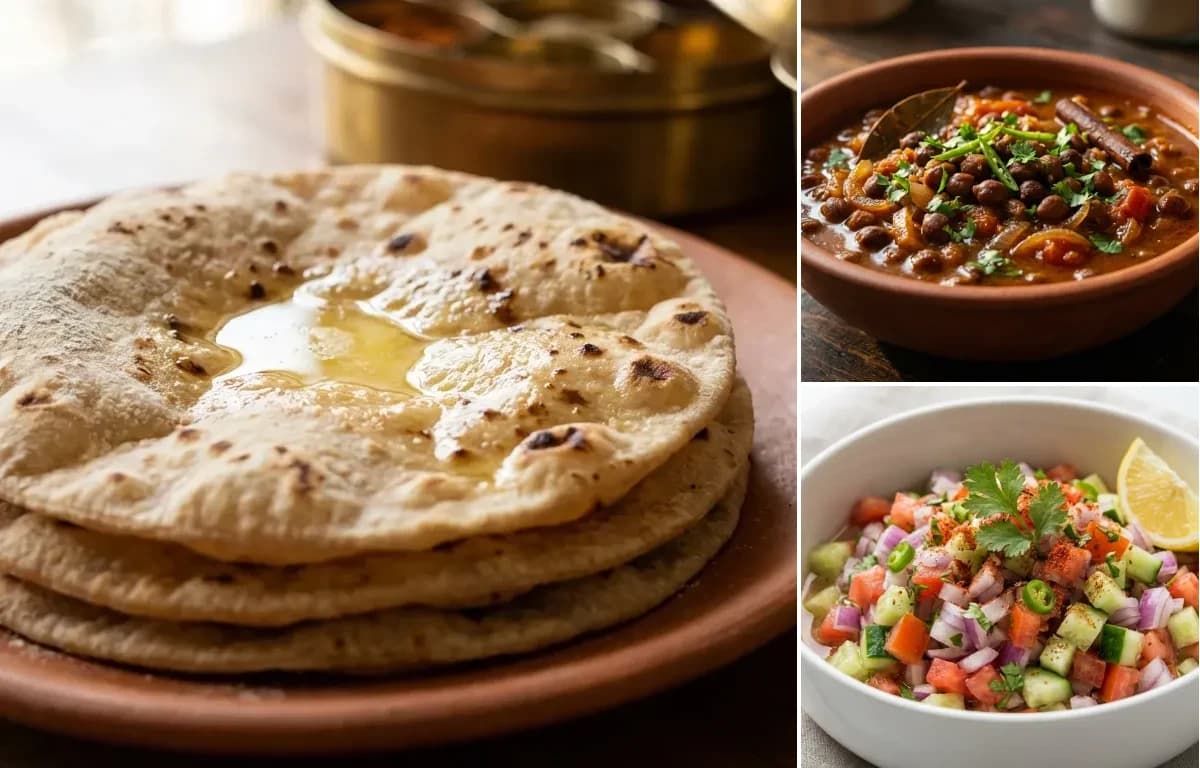 Roti, Chana Tarkari and Kachumber Salad