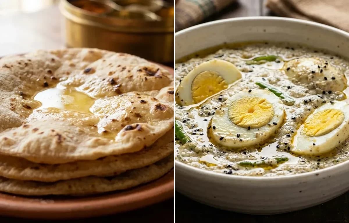 Roti with Bengali Posto Anda