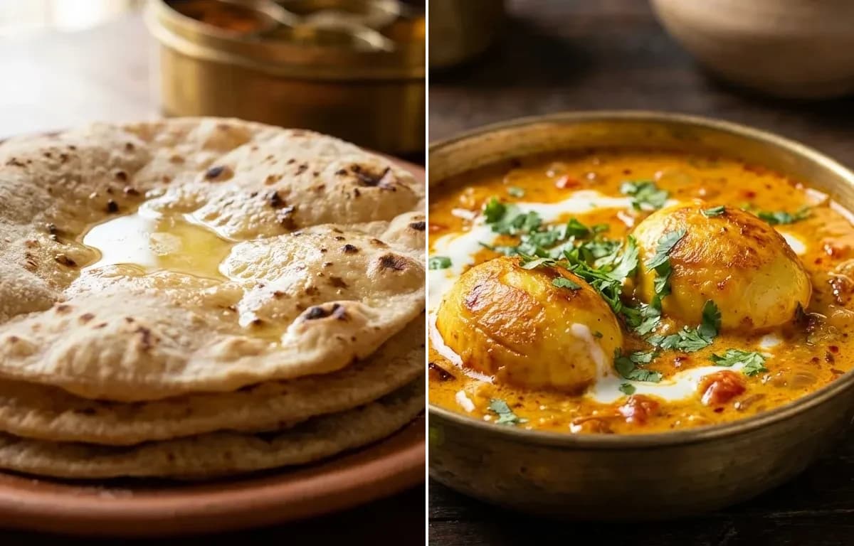 Roti with Dahi Anda Tarkari