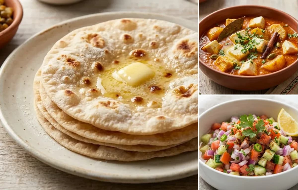 Ruti, Chhanar Dalna and Kachumber Salad