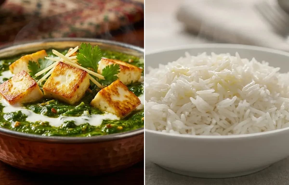 Saag Paneer with Steamed Basmati Rice