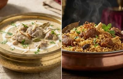 Safed Maas with Mutton Pulao