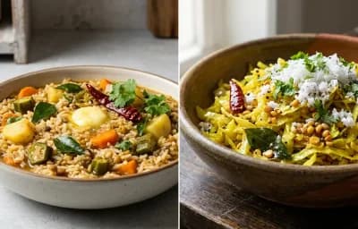Sambar Rice with Cabbage Poriyal