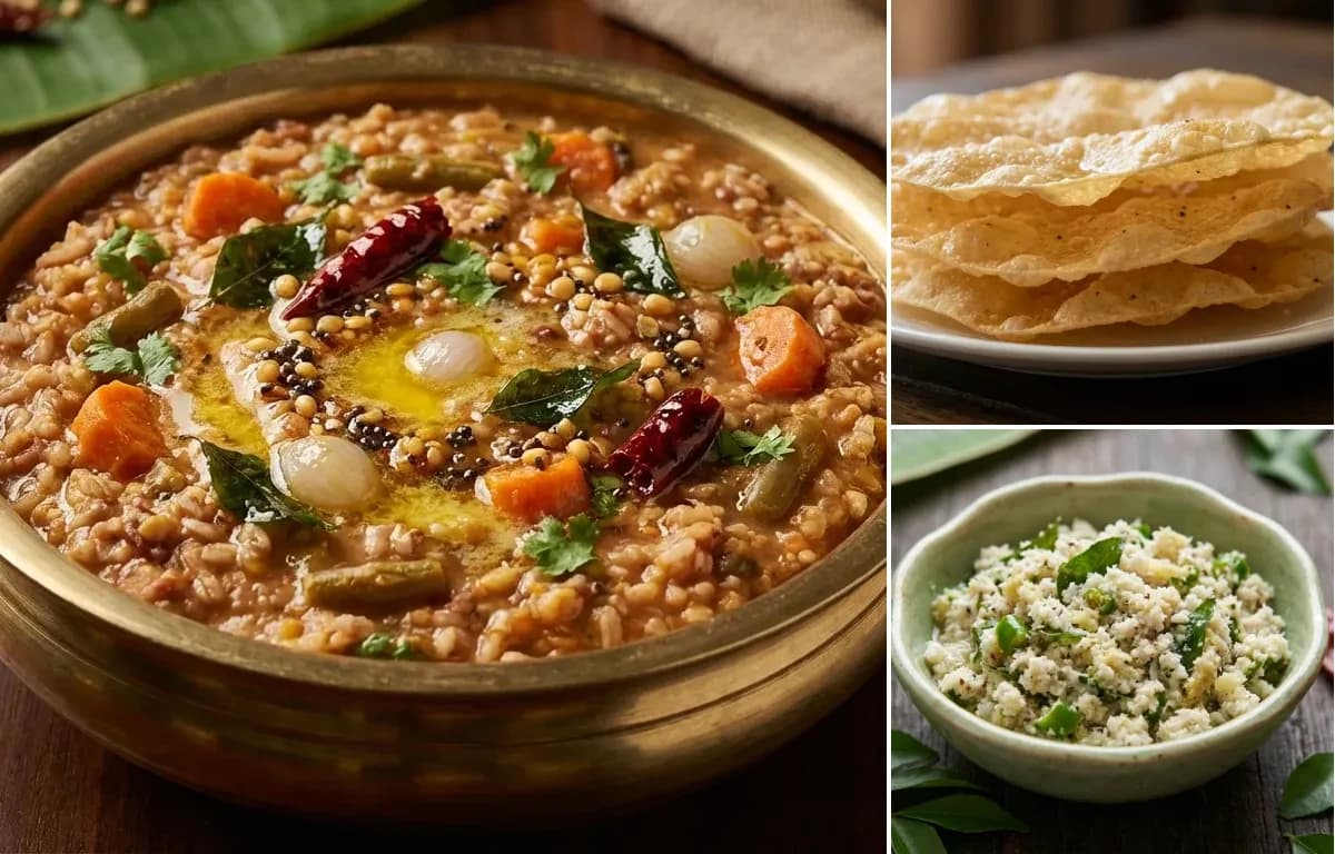 Sambar Sadam, Pappadam and Kerala Coconut Chammanthi