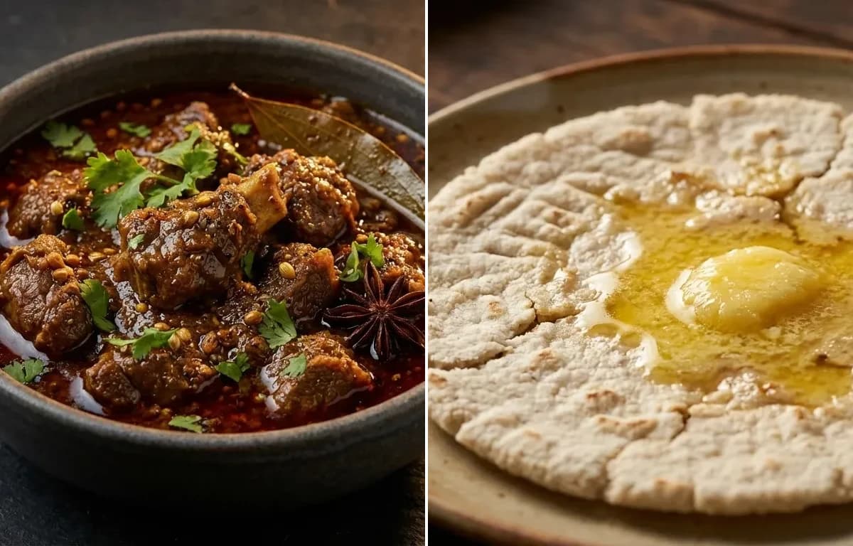 Saoji Mutton Curry with Jowar Bhakri