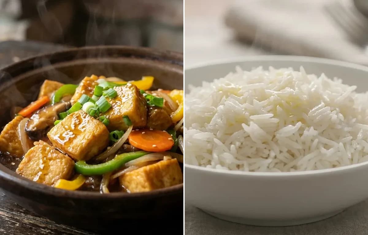 Sapo Egg Tofu with Steamed Basmati Rice