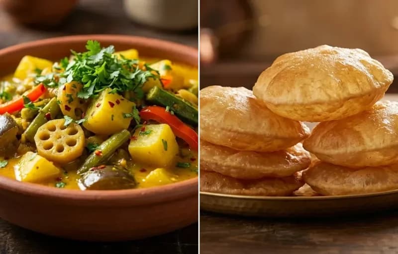 Sata Bhajiyun with Puri