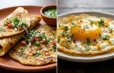 Sattu Cheela with Fried Egg
