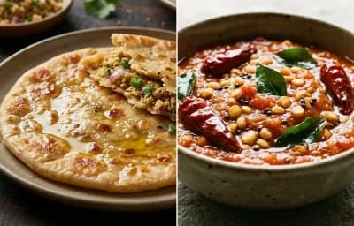 Sattu Paratha with Tomato Chutney