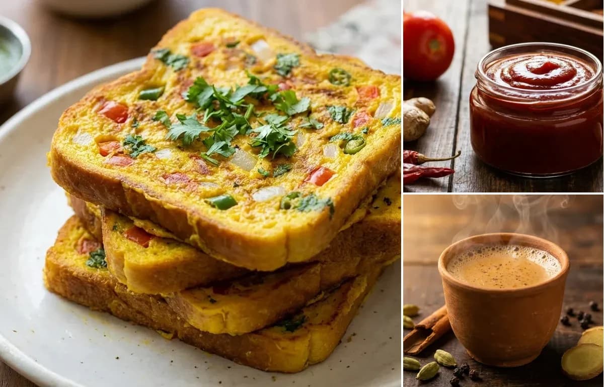 Savory French Toast, Tomato Ketchup and Masala Chai