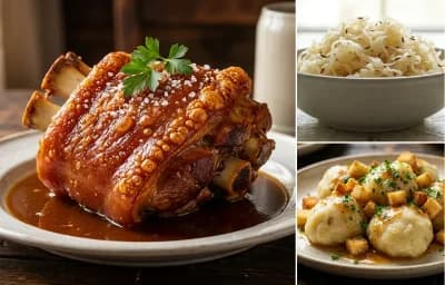 Schweinshaxe with Sauerkraut and Potato Dumplings