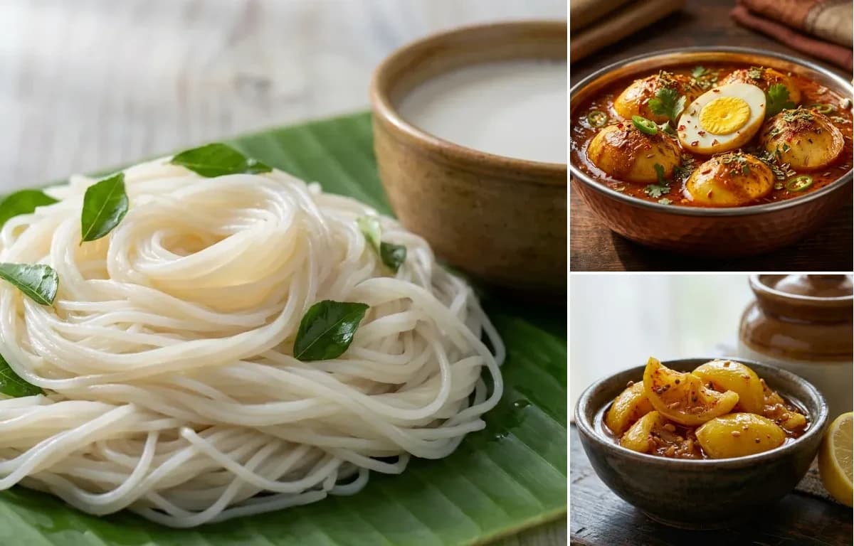 Semige, Egg Curry and Lemon Pickle
