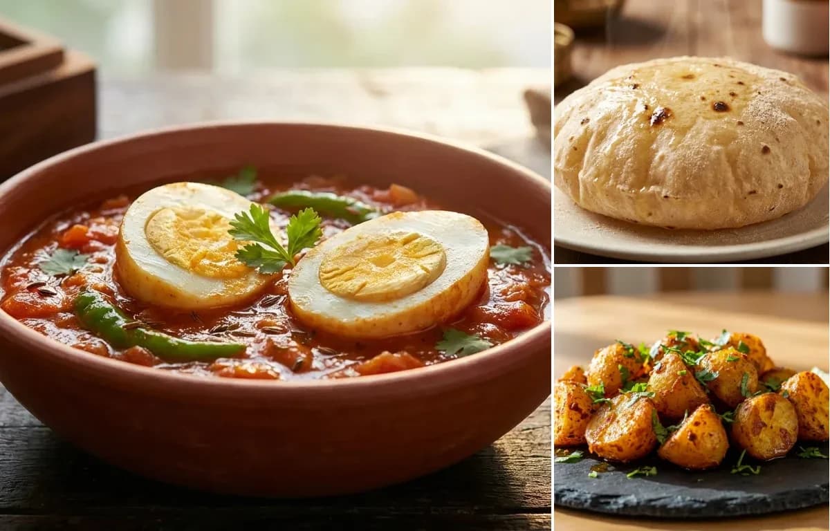 Seyal Anda, Phulka and Aloo Tuk