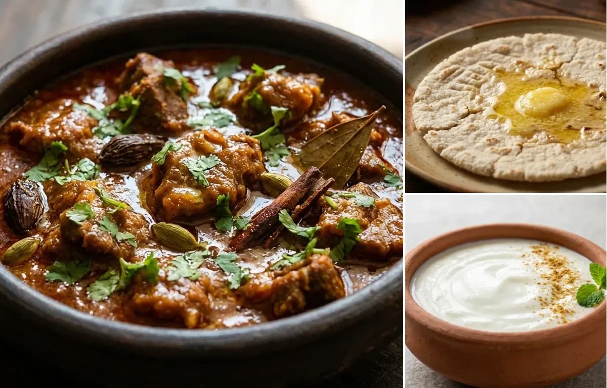 Seyal Gosht, Jowar Bhakri and Dahi