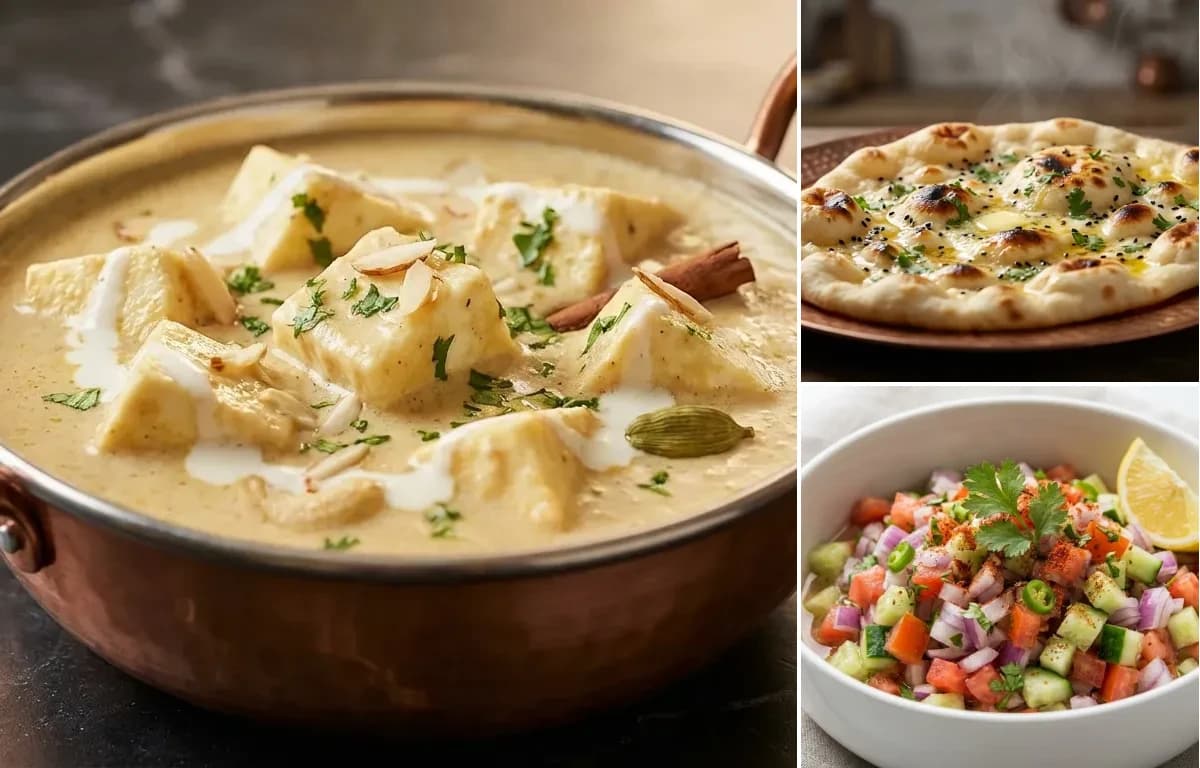 Shahi Paneer, Butter Naan and Kachumber Salad