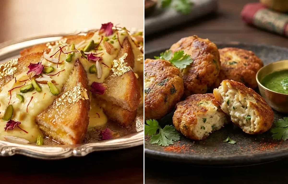 Shahi Tukda with Dahi ke Kebab