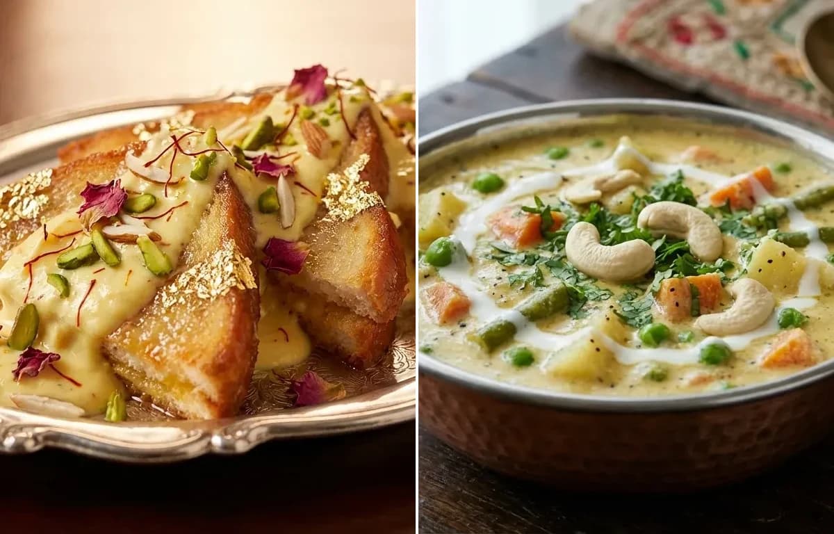 Shahi Tukda with Vegetable Korma