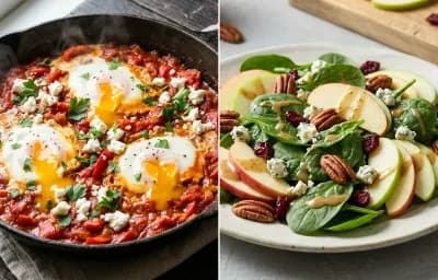 Shakshuka with Spinach Apple Salad