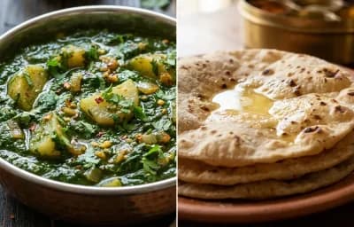 Shalgam Palak Sabzi with Roti