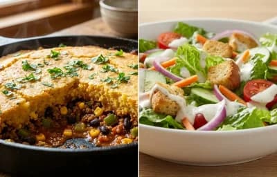 Shepherd's Pie with Cornbread Topping with Side Salad