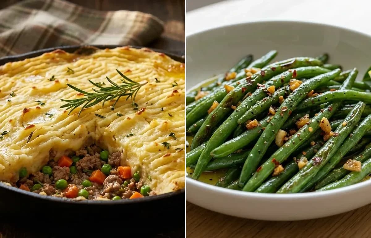 Shepherd's Pie with Sauteed Green Beans