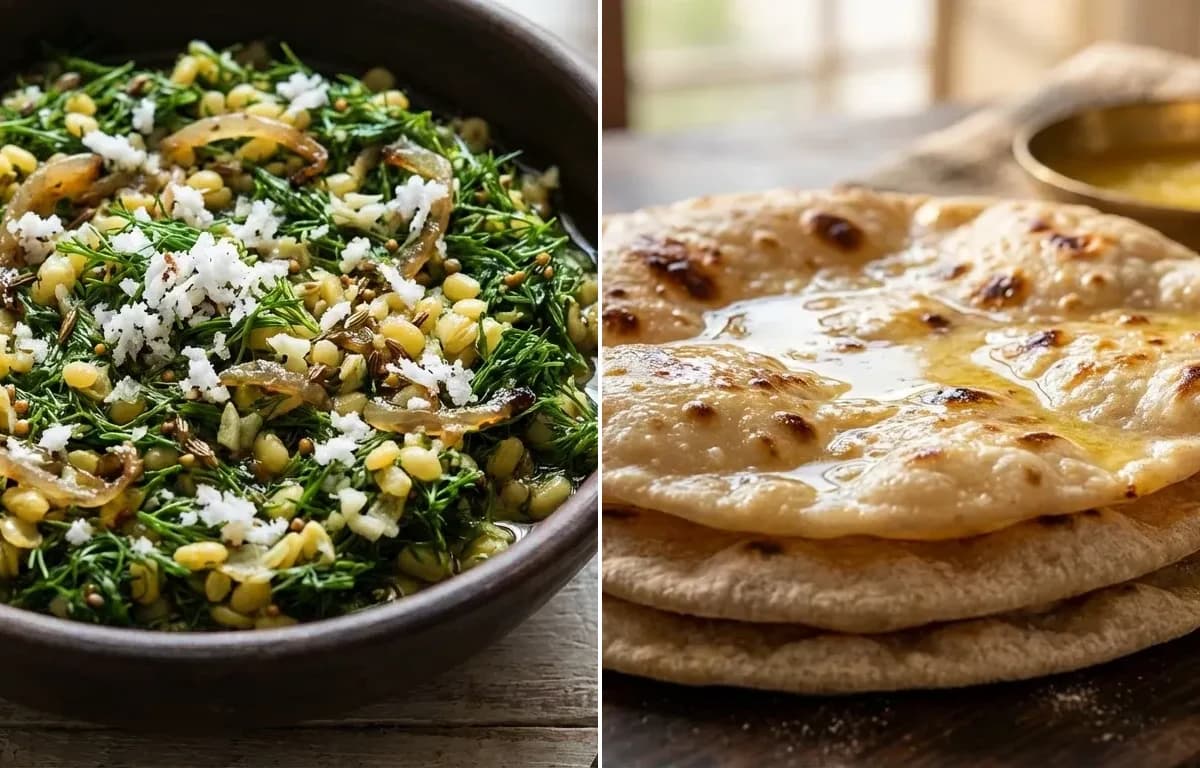 Shepuchi Bhaji with Chapati