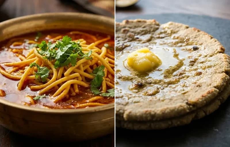 Shev Bhaji with Bajra Bhakri