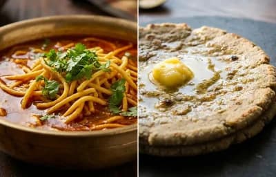 Shev Bhaji with Bajra Bhakri
