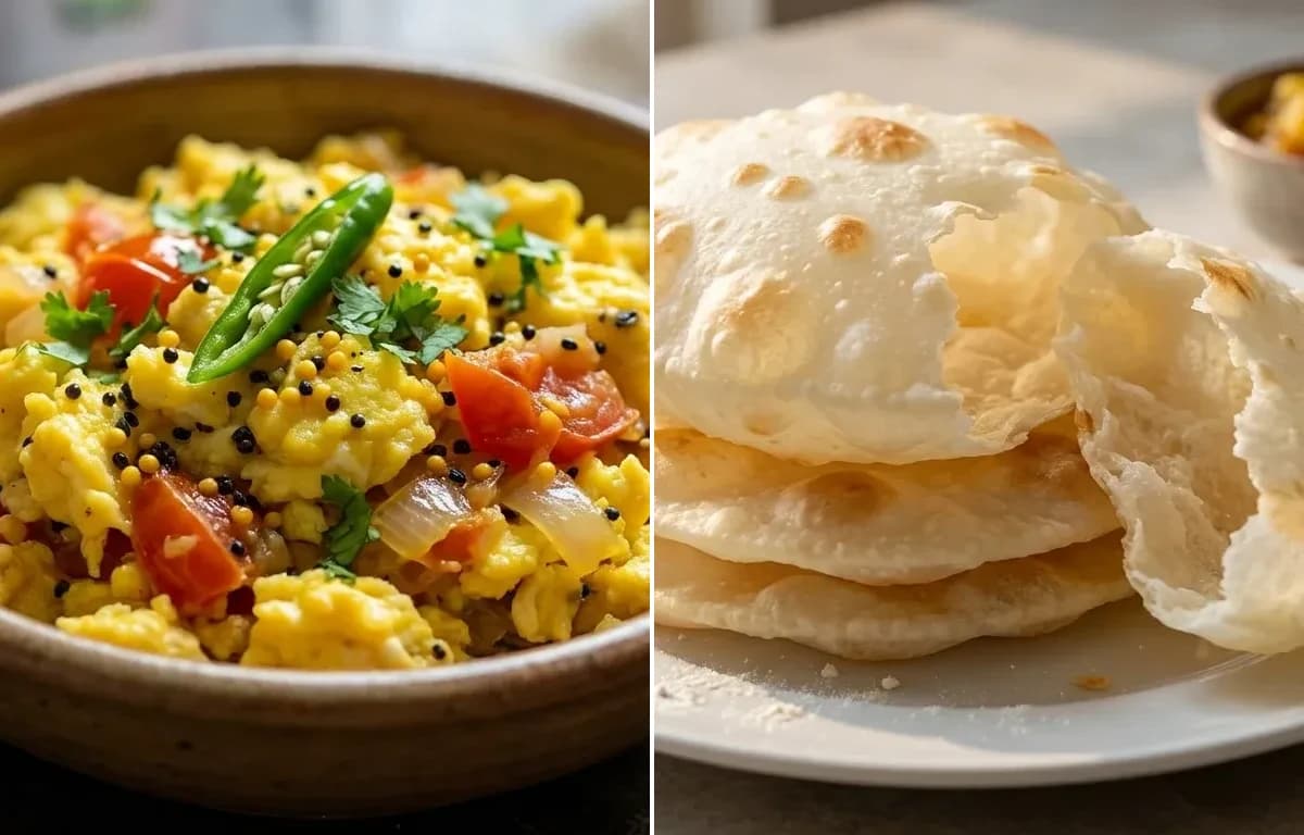 Shorshe Dim Bhurji with Bengali Luchi