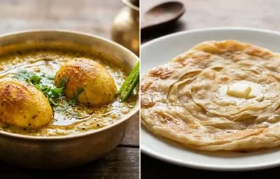 Shorshe Dim with Bengali Porota