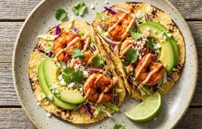 Shrimp Tacos with Cilantro Lime Slaw