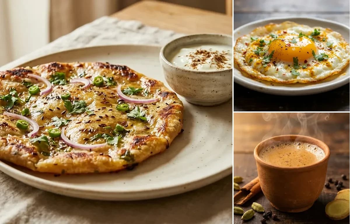 Sindhi Koki, Fried Egg and Masala Chai