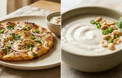 Sindhi Koki with Peanut Dahi