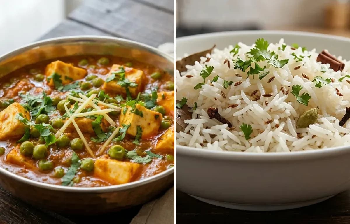 Sindhi Mutter Paneer with Jeera Rice