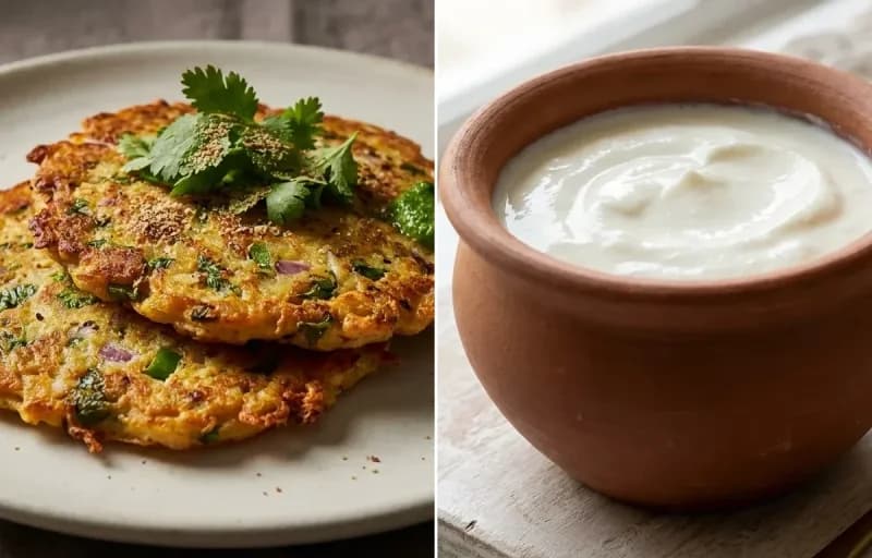Sindhi Potato Pancake with Curd