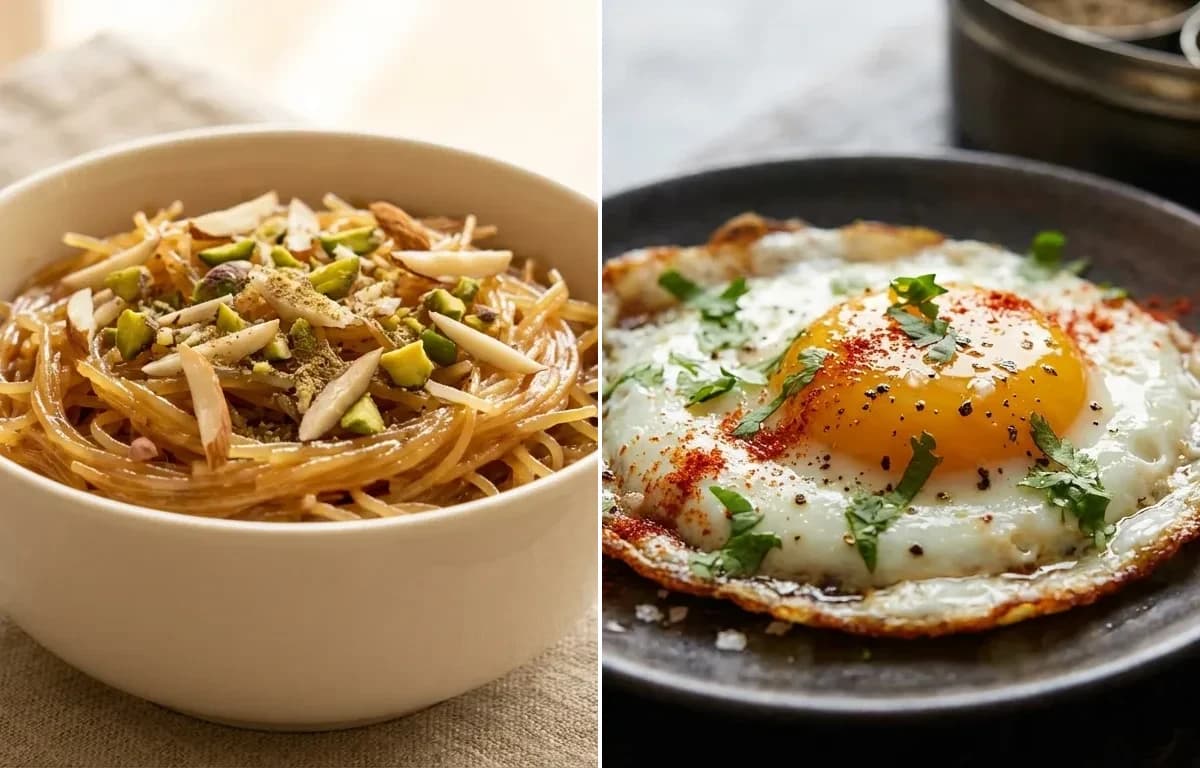 Sindhi Seviyan with Fried Egg Topping