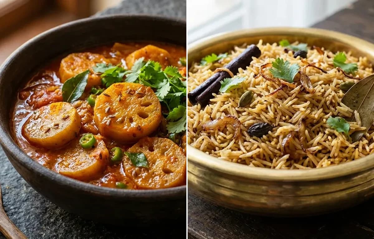 Singhi Tamate Mein with Bhuga Chawal