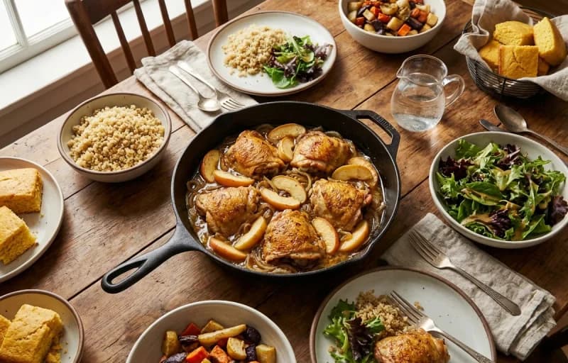 Skillet Chicken with Apples and Onions with Quinoa