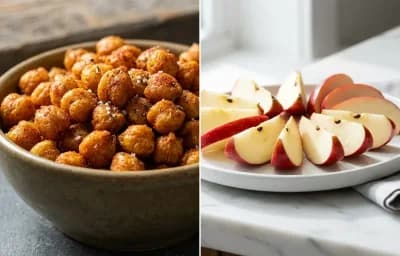 Sliced Apple with Roasted Chickpeas