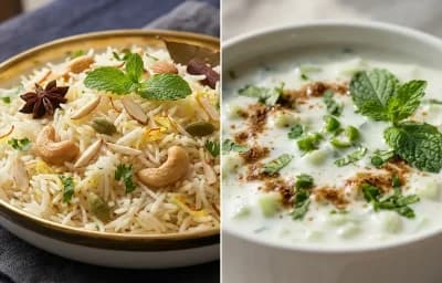 Sofiyani Biryani with Cucumber Raita