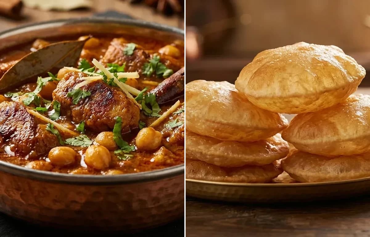 Soya Chaap Chola Curry with Puri