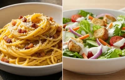 Spaghetti Carbonara with Side Salad
