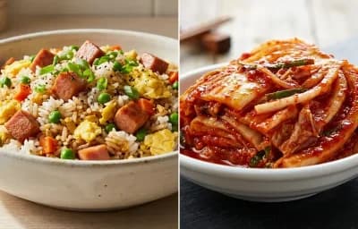Spam Fried Rice with Napa Cabbage Kimchi