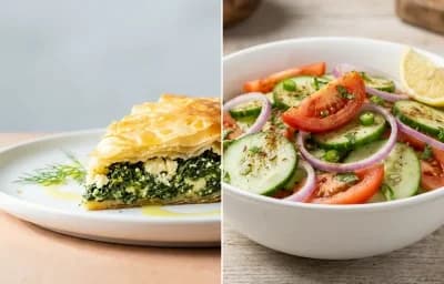 Spanakopita with Cucumber Tomato Salad