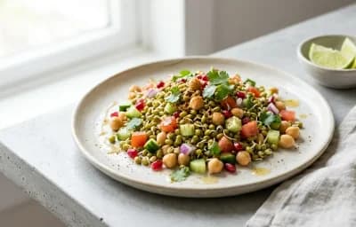 Sprouted Moong and Chickpea Salad