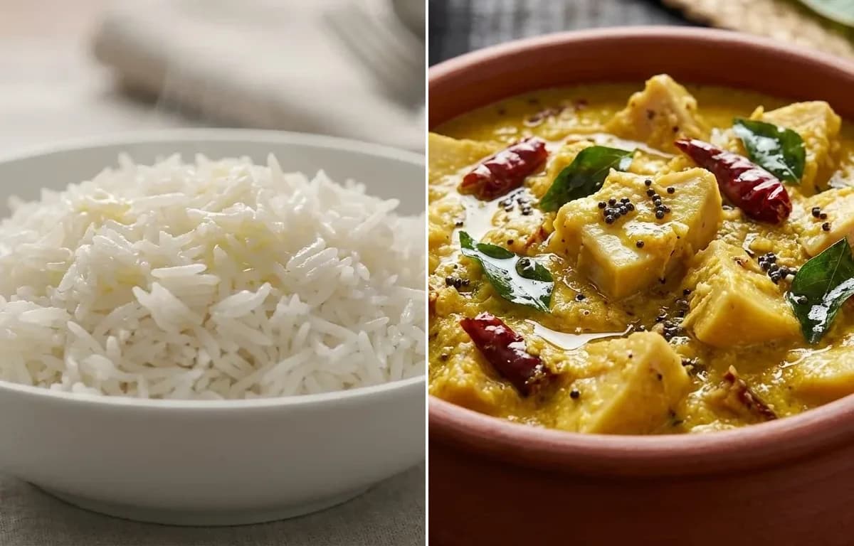 Steamed Basmati Rice with Ponsa Ghashi
