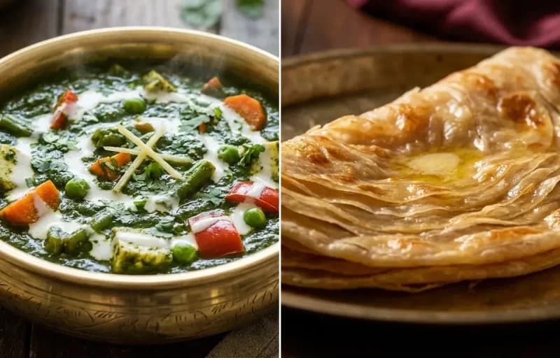 Subz Miloni with Warqi Paratha