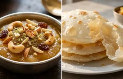 Suji Halwa with Bengali Luchi