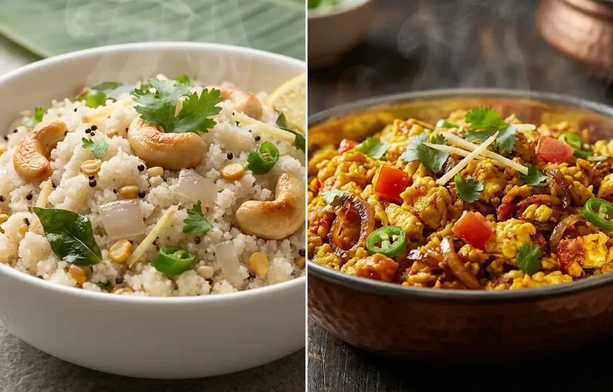 Suji Upma with Anda Bhurji